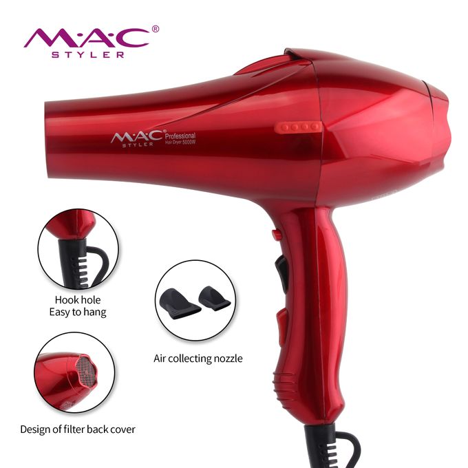 Mac Styler Sèche Cheveux Salon 5000 W - AC Moteur - MAC Styler Rouge